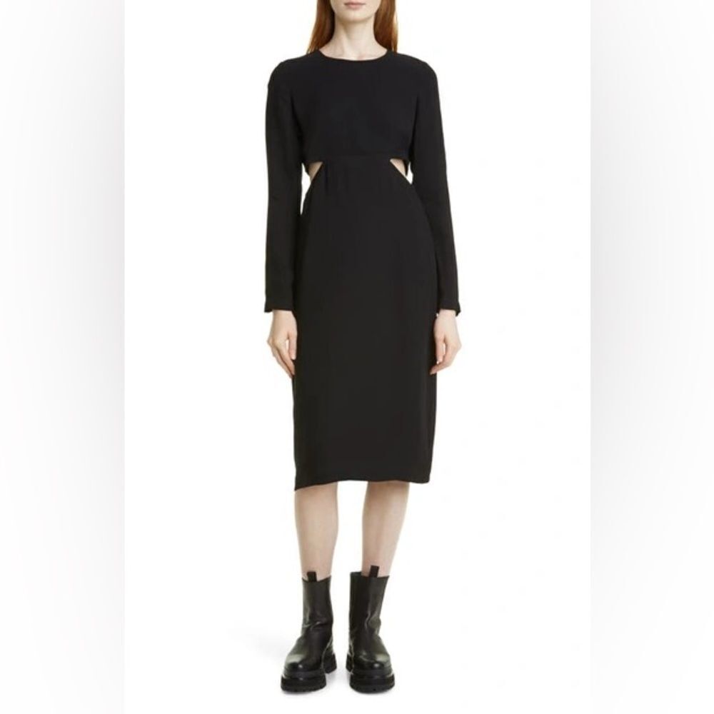 BIRGITTE HERSKIND Ignes Cutout Long Sleeve Sheath Dress In Black